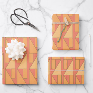 Peach Triangle Geometric Wrapping Paper Sheet