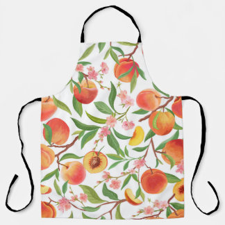 Peach Tropical Fruit Vintage Pattern. Apron
