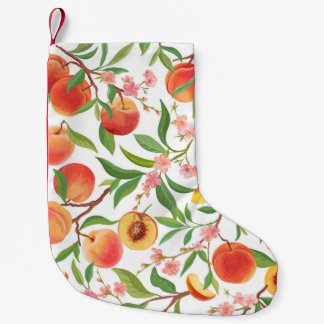 Peach Tropical Fruit Vintage Pattern. Small Christmas Stocking
