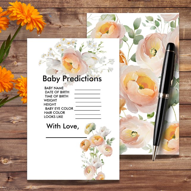 Peach Tulip Blooms Baby Shower Predictions Game (Creator Uploaded)