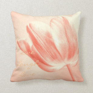 Peach Tulip Live, Laugh, Love Cushion