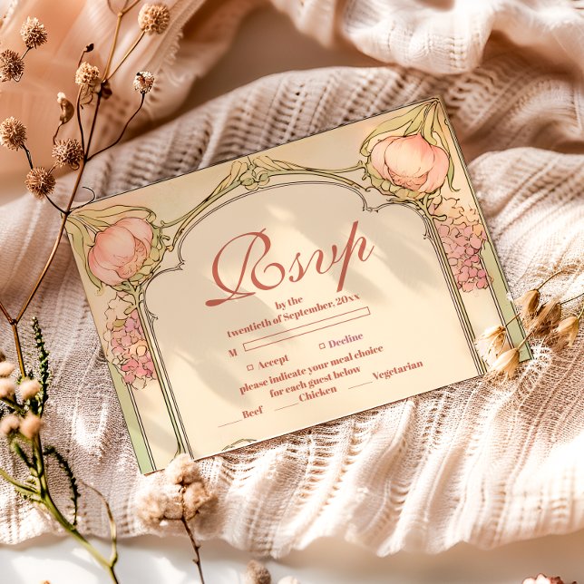 Peach Tulip Quinceañera Celebration RSVP Card (Creator Uploaded)