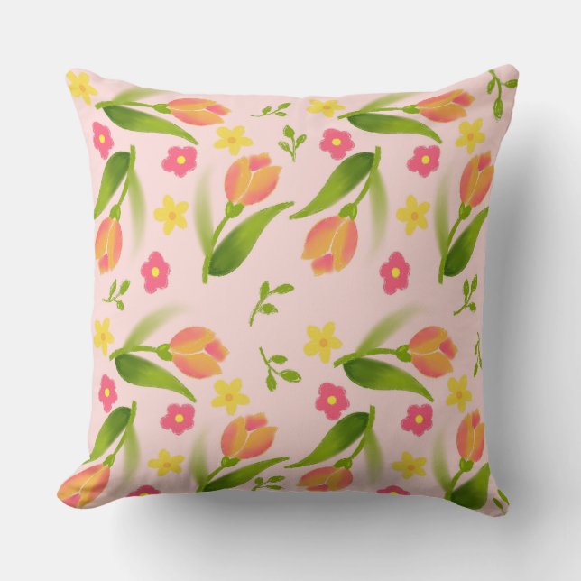 Peach Tulips Cushion (Front)