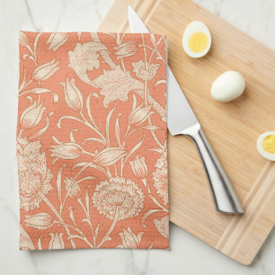 Peach Tulips Floral Tea Towel
