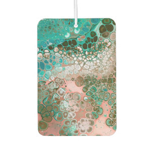 Peach & Turquoise Acrylic Pour Abstract Car Air Freshener