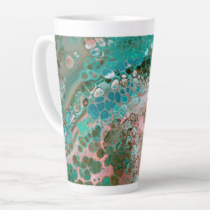 Peach & Turquoise Acrylic Pour Abstract Latte Mug