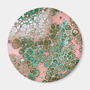 Peach & Turquoise Acrylic Pour Abstract Magnet