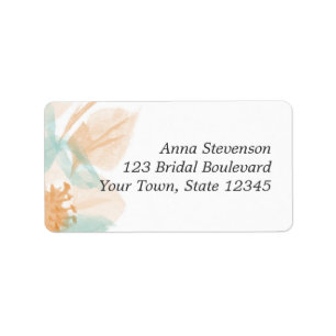 Peach Turquoise Watercolor Floral Label
