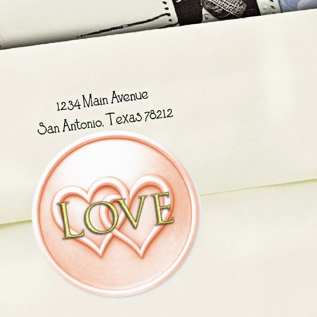 Peach Two Hearts Intertwined Wedding Classic Round Sticker (Creator Uploaded)