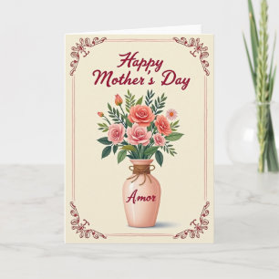 Peach Vase Floral Mothers Day Card