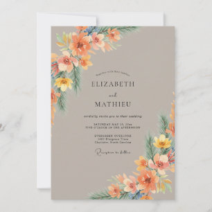 Peach Vibrant Floral Wedding Invitation