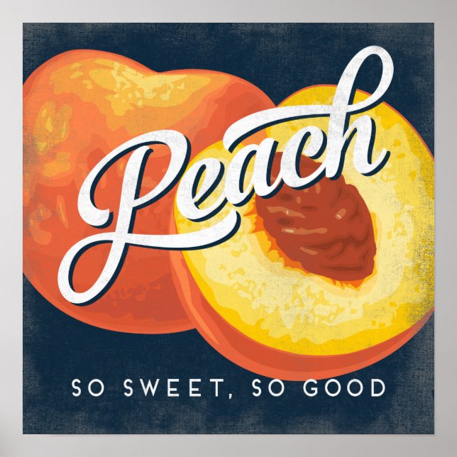 Peach Vintage Fruit Label Poster (Front)