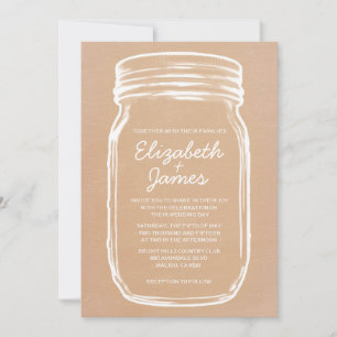 Peach Vintage Mason Jar Wedding Invitations