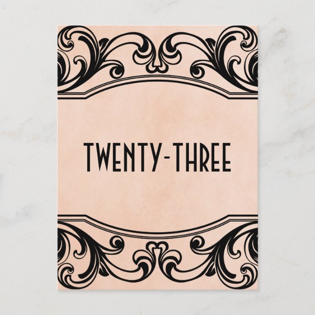 Peach Vintage Swirls Table Number Postcard (Front)