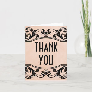 Peach Vintage Swirls Thank You Card