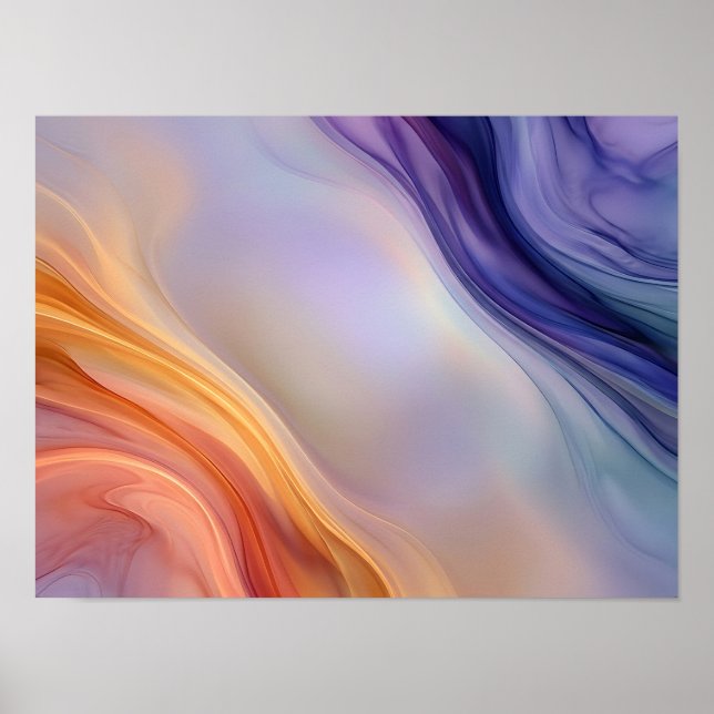 Peach Violet Opposing Currents Abstract Poster (Front)