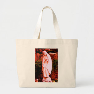 Peach Virgin Mary Statue Large Tote Bag