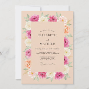 Peach Vivid Summer Wedding Invitation