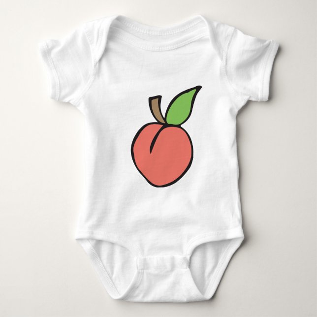 Peach w/ green leaf Pattern Baby Bodysuit (Front)