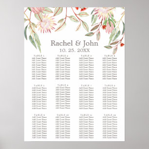 Peach Watercolor Australian Floral Seating Chart