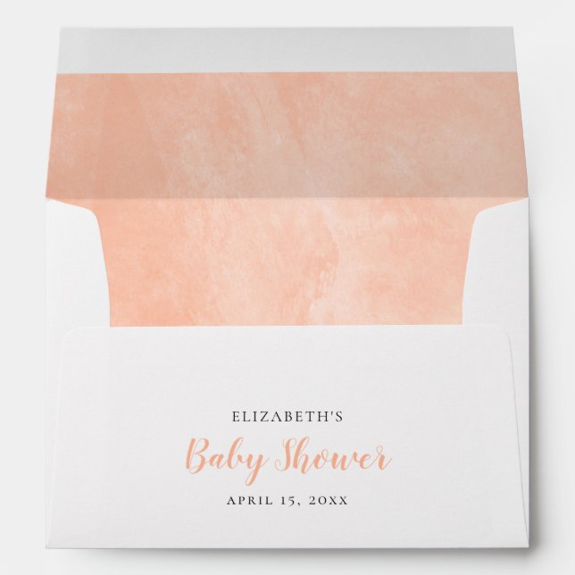 Peach Watercolor Baby Shower Envelope (Back (Bottom))