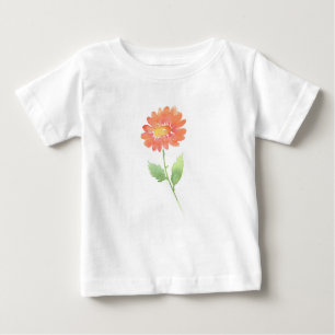 Peach Watercolor Daisy Baby T-Shirt