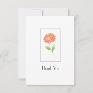 Peach Watercolor Daisy Thank You Card