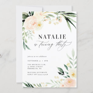 Peach watercolor floral 30th birthday party