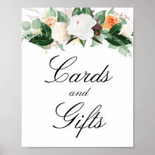 Peach Watercolor Floral Cards and Gifts Wedding Poster