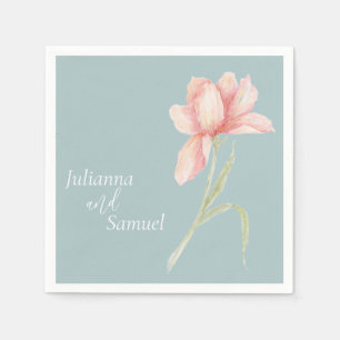 Peach Watercolor Floral Napkin