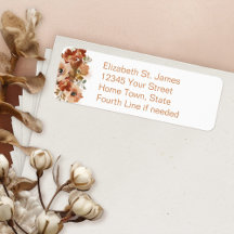Peach Watercolor Floral Return Address