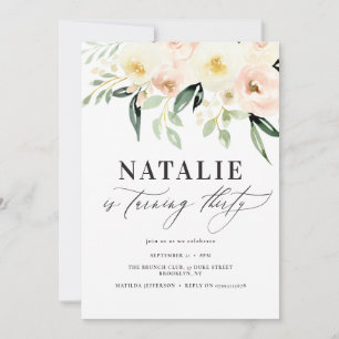 Peach watercolor floral thirtieth birthday party