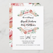 Peach Watercolor Floral Wreath Chic Wedding