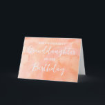 Peach Watercolor Granddaughter Birthday  Card<br><div class="desc">Pretty and thoughtful greeting card for granddaughter's birthday with peach watercolor pattern and hand lettered style text.</div>