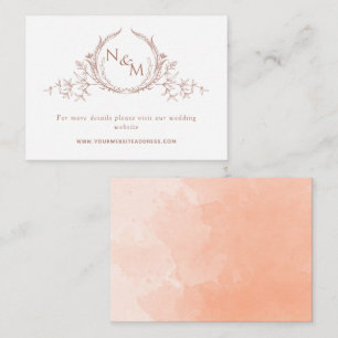 Peach Watercolor Monogram Wedding Website Enclosure Card