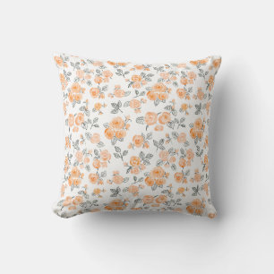 Peach watercolor roses pattern cushion