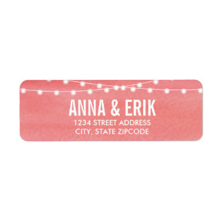 Peach Watercolor String Lights Return Address Label