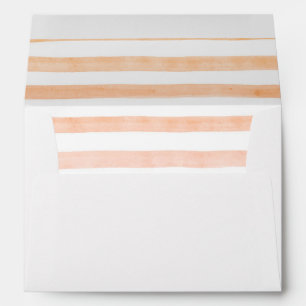 Peach Watercolor Stripes Modern Envelope