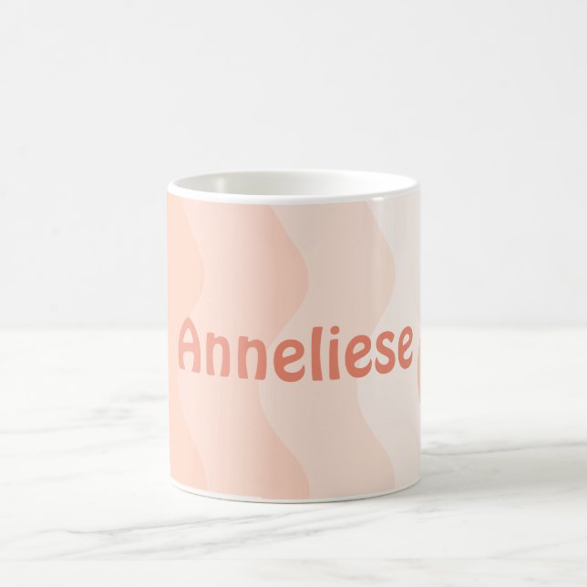 Peach Wavy Personalised Coffee Mug (Center)