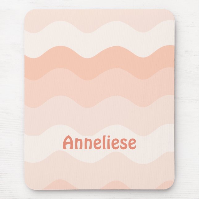 Peach Wavy Personalised Mouse Pad (Front)
