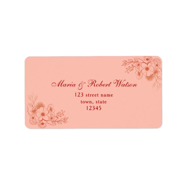 Peach Wedding Address Label (Front)