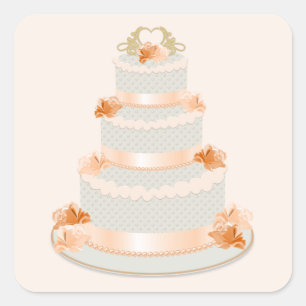 Peach Wedding Cake Sticker