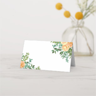 Peach Wedding Classic Floral Roses Place Card