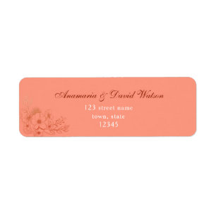 Peach Wedding Return Address Label
