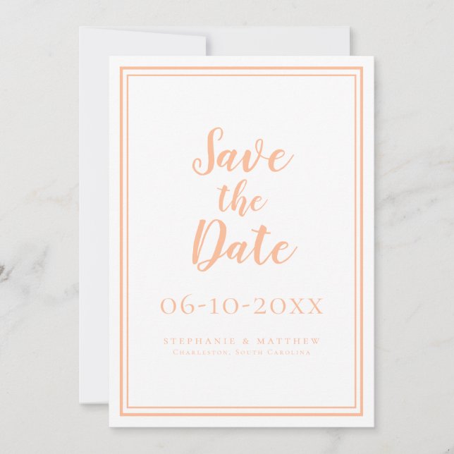 Peach Wedding Save The Date Minimal Announcements (Front)