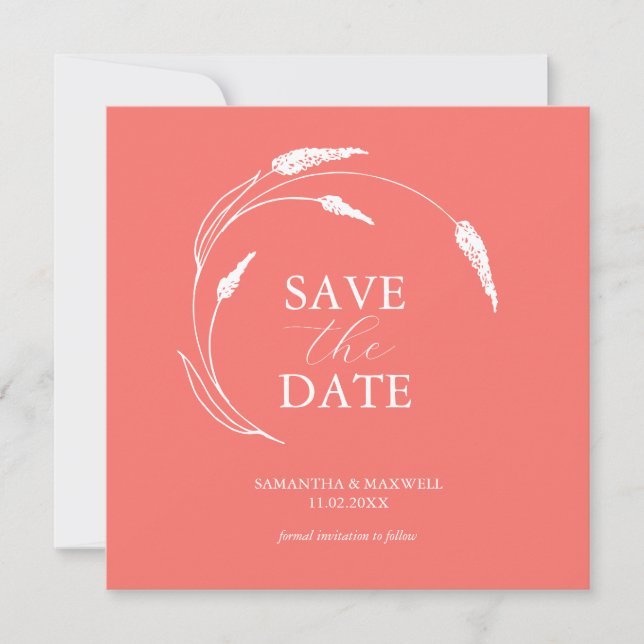 Peach Wedding Save The Date Templates (Front)