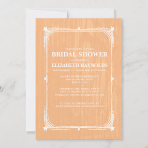 Peach Western Barn Wood Bridal Shower Invitations