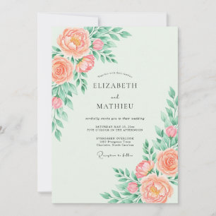 Peach Whimsical Spring Wedding Invitation