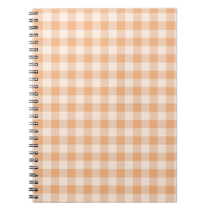 Peach White Chequered Gingham Pattern Notebook