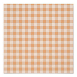 Peach White Chequered Gingham Pattern Poster